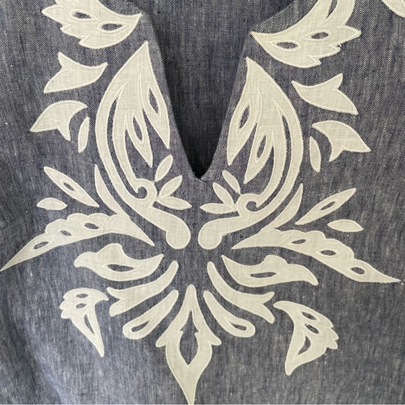 BODEN Sicily Chambray Appliqué Linen Tunic Top WA499 - Picture 6 of 9